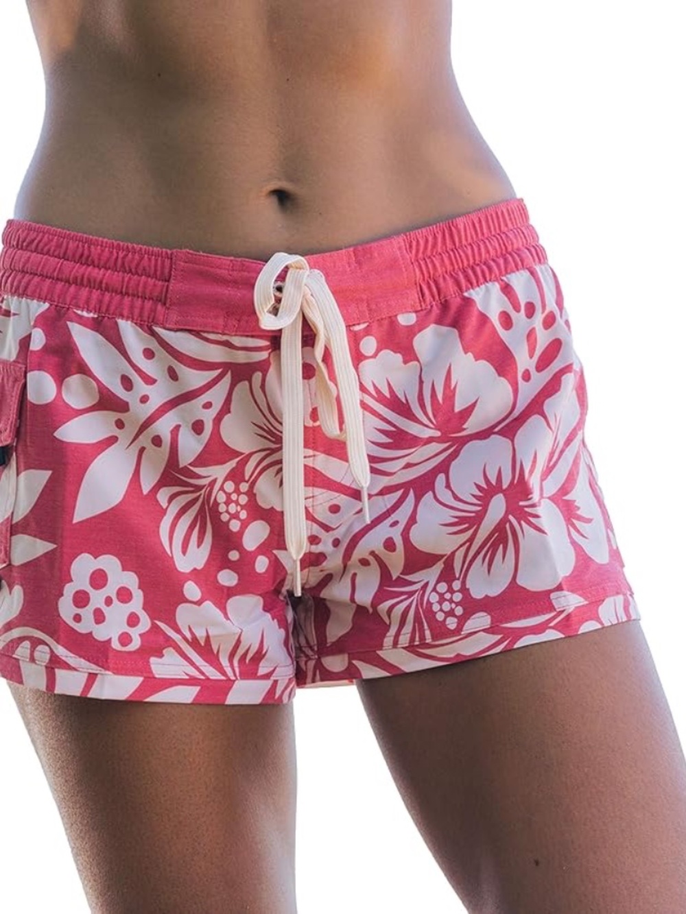 Share Maui Rippers Elastic Waist Swim Shorts Women’s Sz.Lg. Red Palm Print 2.5 i